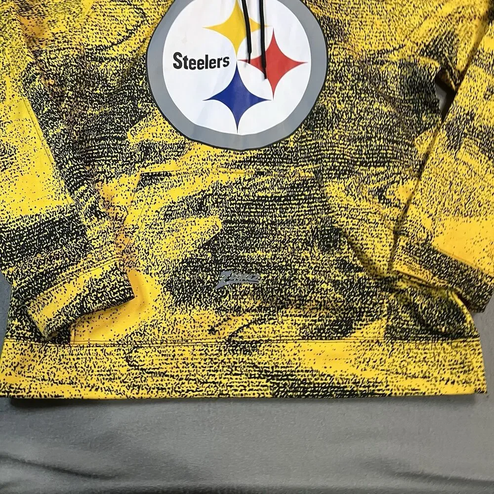 NFL Team Apparel Pittsburgh Steelers Football Yellow Black Hoodie Mens Size M